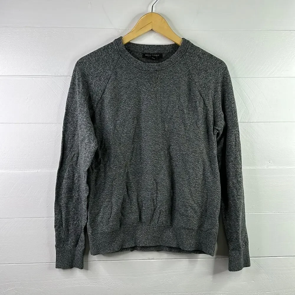 BANANA‎ REPUBLIC Gray Organic Cotton Long Sleeve Crew Neck Sweater Size Small
